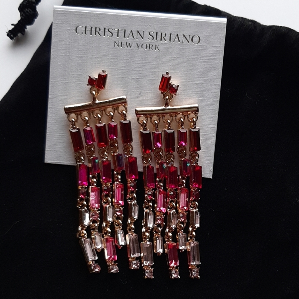 Christian Siriano pink and red dangle earrings